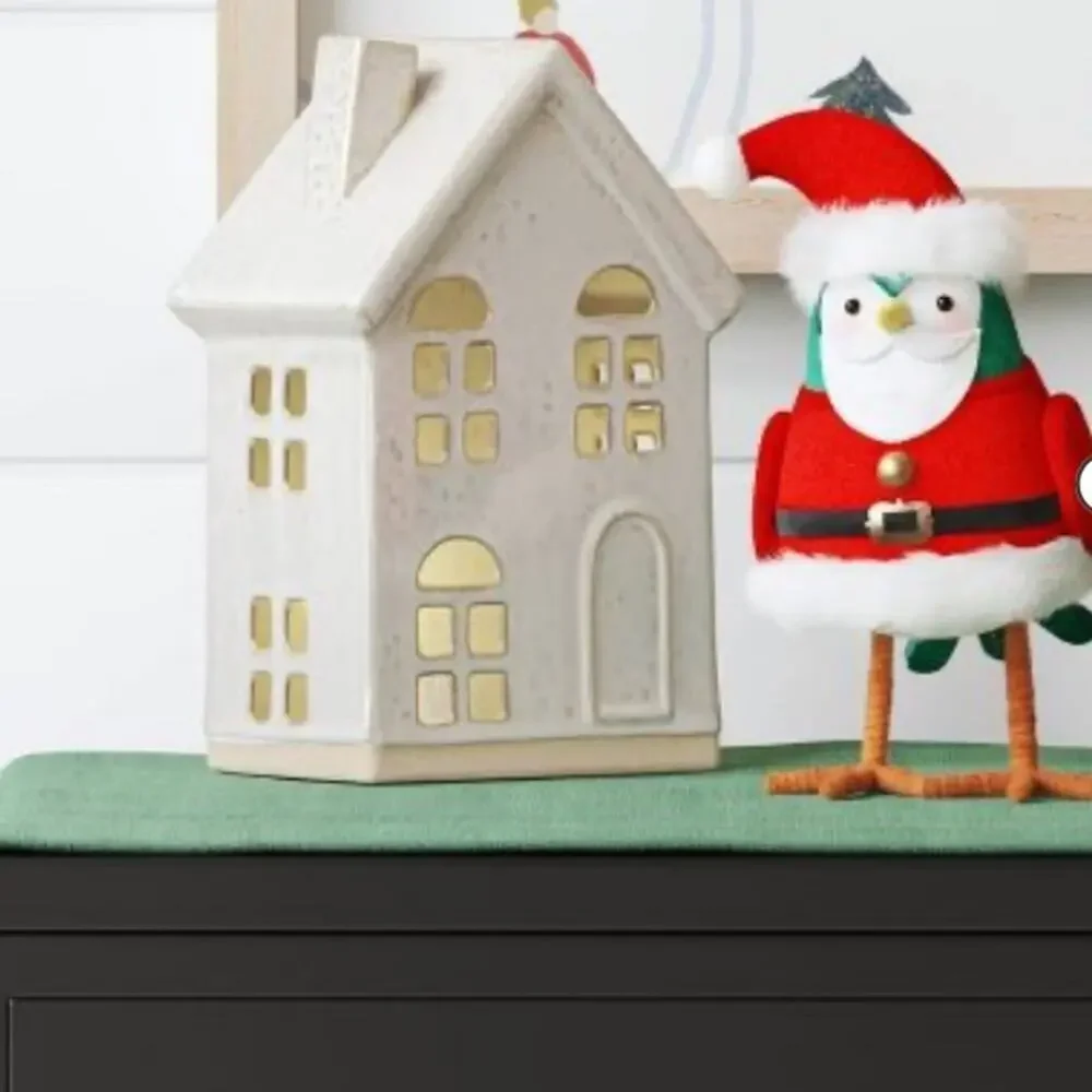 Target Featherly Friends Fabric Bird Figurine Dressed as Santa Claus Wondershop
